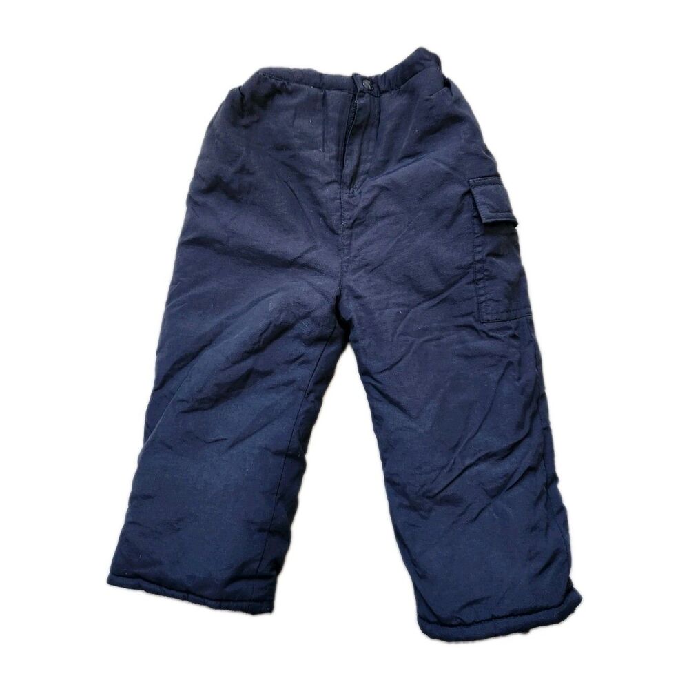 Absorba Infant Navy Blue Snow Pants Insulated Zip Snap Elastic Waist Sz 24M GUC